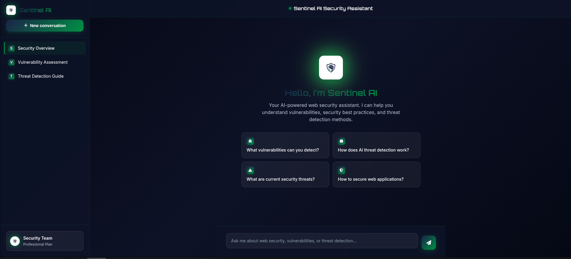 sentinelAI Web Security Interface Demo
